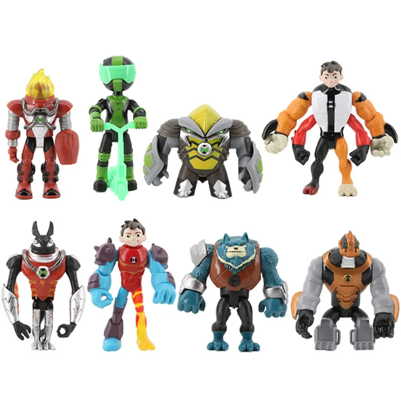 8&11pcs Ben 10 Action Figures: 2nd Generation Earth Defender Teenage Hero, Hacker Figura Super Beast Alien Model Toys