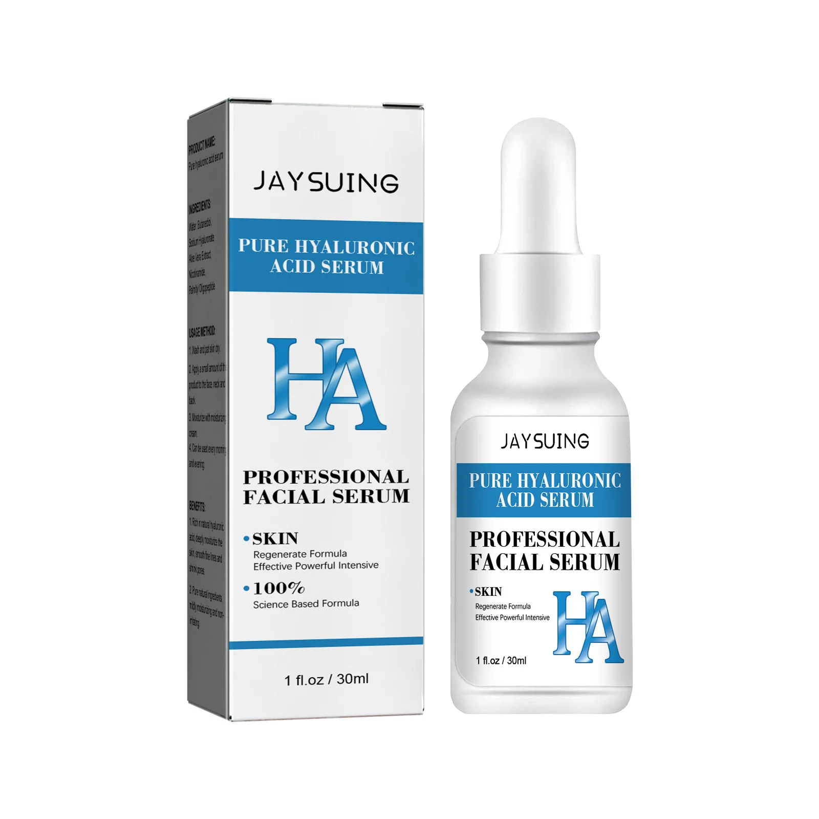 Pure Hyaluronic Acid Serum HA Professional Facial Serum Skin Regenerate Formula Effective Powerful Intensive, 30ml