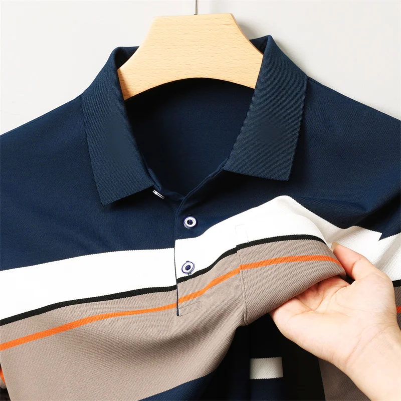 

Мужская рубашка-поло с длинным рукавом, высокое качество, модная расцветка, весенняя новинка, дышащая, повседневная одежда для мужчин