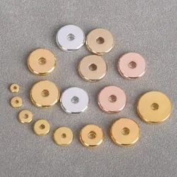 Flat Round 4mm 6mm 8mm 10mm 12mm 14mm Solid Brass Metal Plated Gold/Silver Color Loose Spacer Beads For Jewelry Making DIY