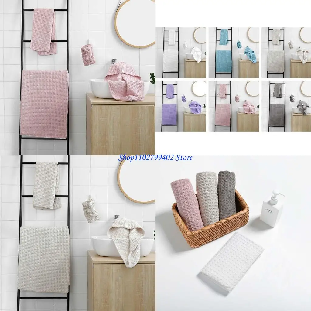 547F 4 Pcs Bath Towel for Triangle Dry Hair Cap Hair Band Suit Sets Cotton for Adult Soft Absorbent Bathroom Quick Dry