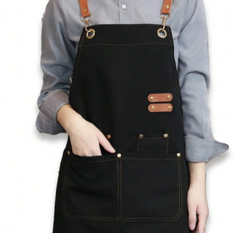 Perfessional Kitchen Apron Women Waterproof Grill Apron With Pockets Mandil Woman Taller Waiter Apron Nail Salon