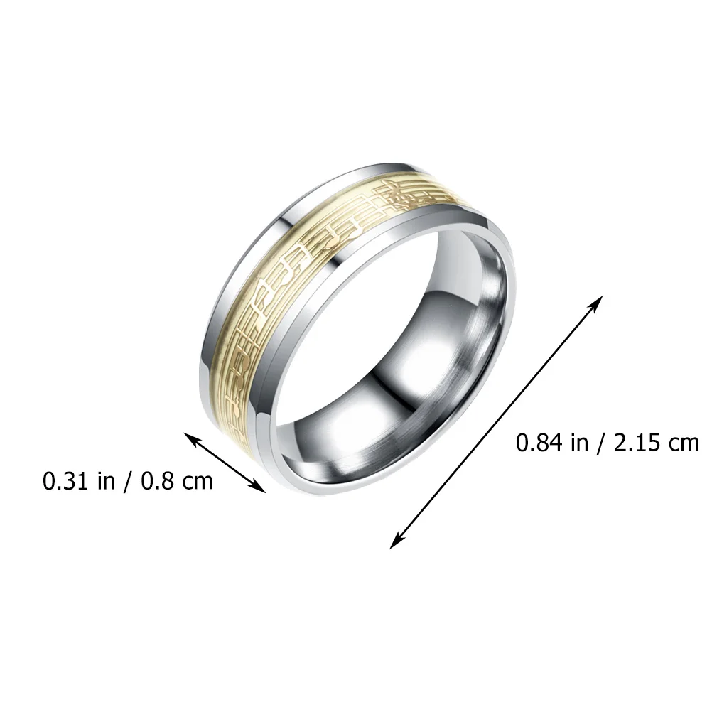 

Music Note Luminous Ring The Night Finger Musical Golden Stainless Steel Chic Man