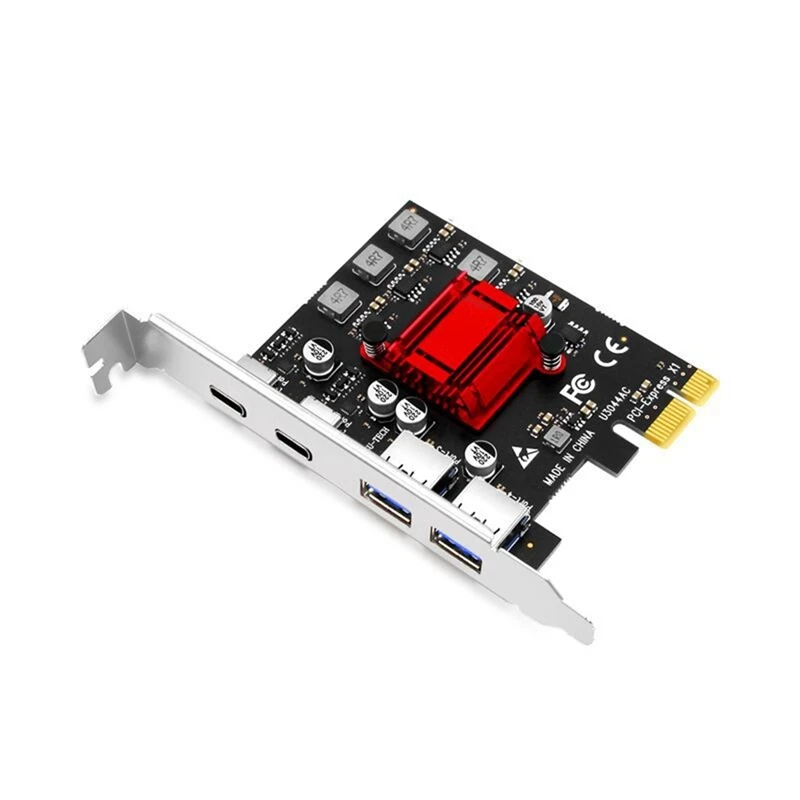 PCIE Expansion Card PCIE To 2 Port USB3.2 Gen1 Type-C + 2 Port USB3.2 Gen1 Type-A Expansion Card Adapter For Desktop PC