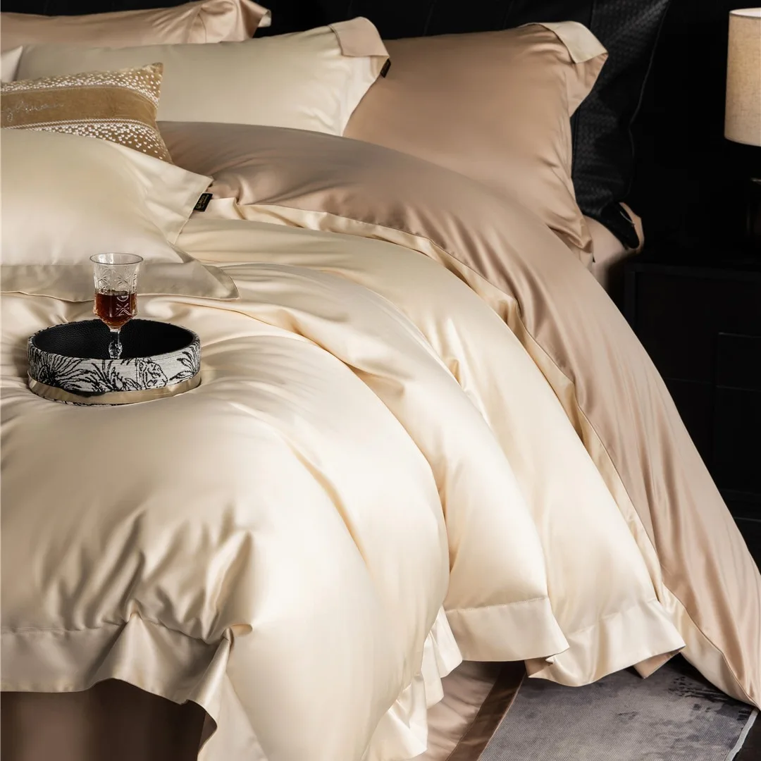 Italian style light luxury bedding with ultra soft bedding, Wuxi one cotton high fixed double stranded 100 thread cotton four pi