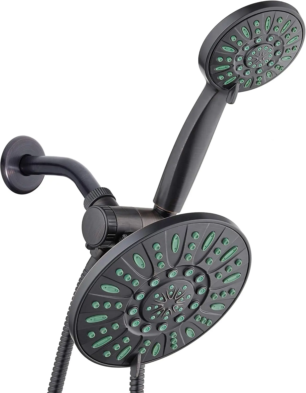 

Anti-Clog High-Pressure Rainfall Shower Combo with Antimicrobial Nozzles, Oil-Rubbed Bronze Finish & Coral Green Jets