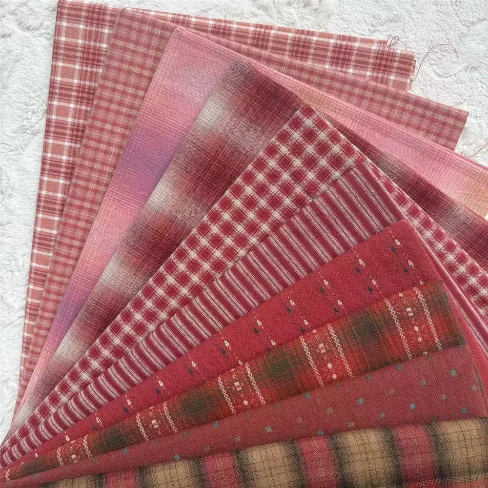 Cotton Japanese Yarn-dyed Fabric DIY Handmade Bag Doll Quilting Craft Patchwork Fabric 100% Cotton Sewing Cloth Bundle 33*48CM