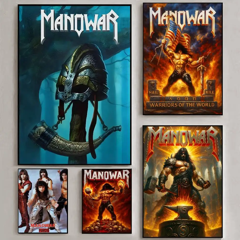 Vintage Metal Band M-Manowar Poster Art HD Canvas Advanced Aesthetic Printing Paper Wall Art for Living Room Home Decor