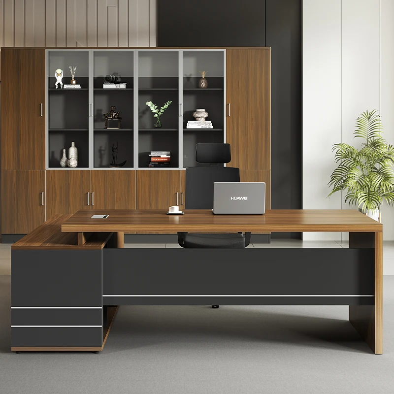 Scrivania direzionale di lusso di design Forte supporto per le gambe Grandi scrivanie da ufficio di lusso Cassetti Mobili per ufficio moderni Mesa De Escritorio