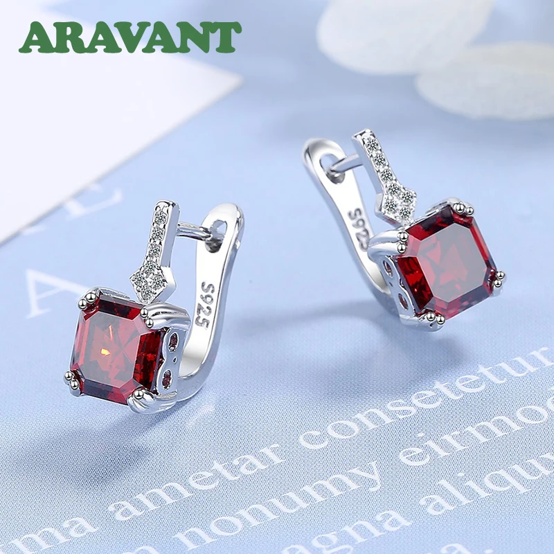 Aravant Sterling Silber quadratische Zirkon Tropfen Ohrringe für Damen Modeschmuck
