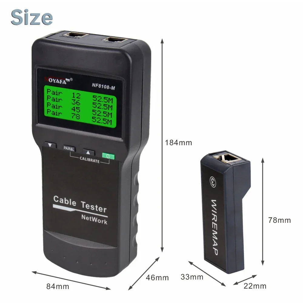 NOYAFA-Rede Profissional Cable Tester, NF-8108M, Rj45 Tester, Medir Comprimento, Cabl, Multifuncional Poe Ferramentas de Rede, Novo