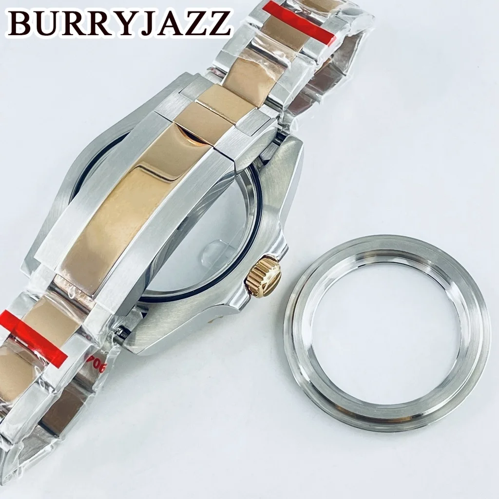 BURRYJAZZ 40mm SUB GMT Caso NH35 NH36 NH34 NH38 NH70 NH72 ETA2824 PT5000 Caixa Relógio Safira Vidro Cerâmica/Moldura De Alumínio