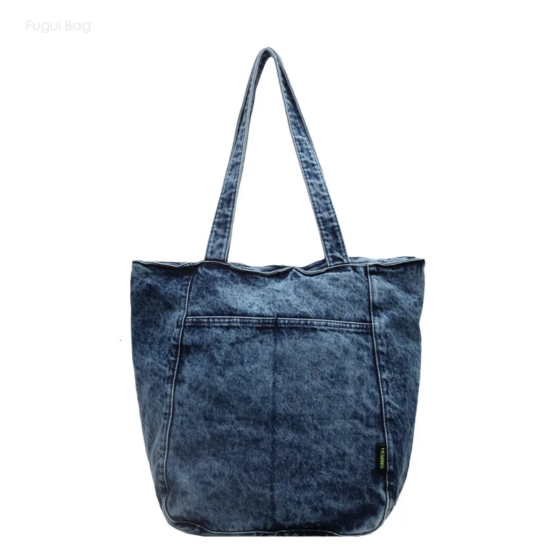 

Women's Single Shoulder Underarm Bag Tote Bag Washed Denim Large Capacity Commuting Student Leisure Versatile Canvas Simple