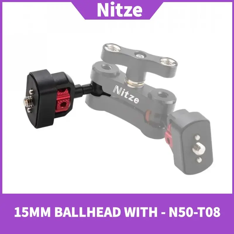 NITZE 15MM BALLHEAD WITH 1/4”-20 SCREW WITH ARRI LOCATING PINS - N50-T08-1/4