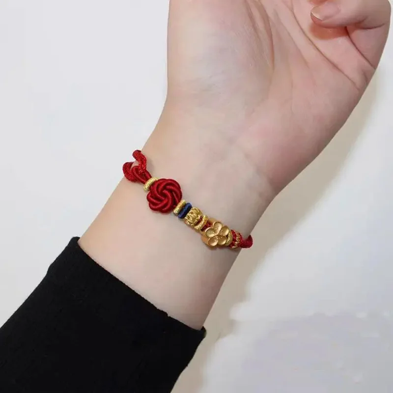 

Hand-braided Rope Semi-finished Products Can Pass Through The Hole Pendant Mandala Knot Female Red Rope Bracelets Diy Jewelry