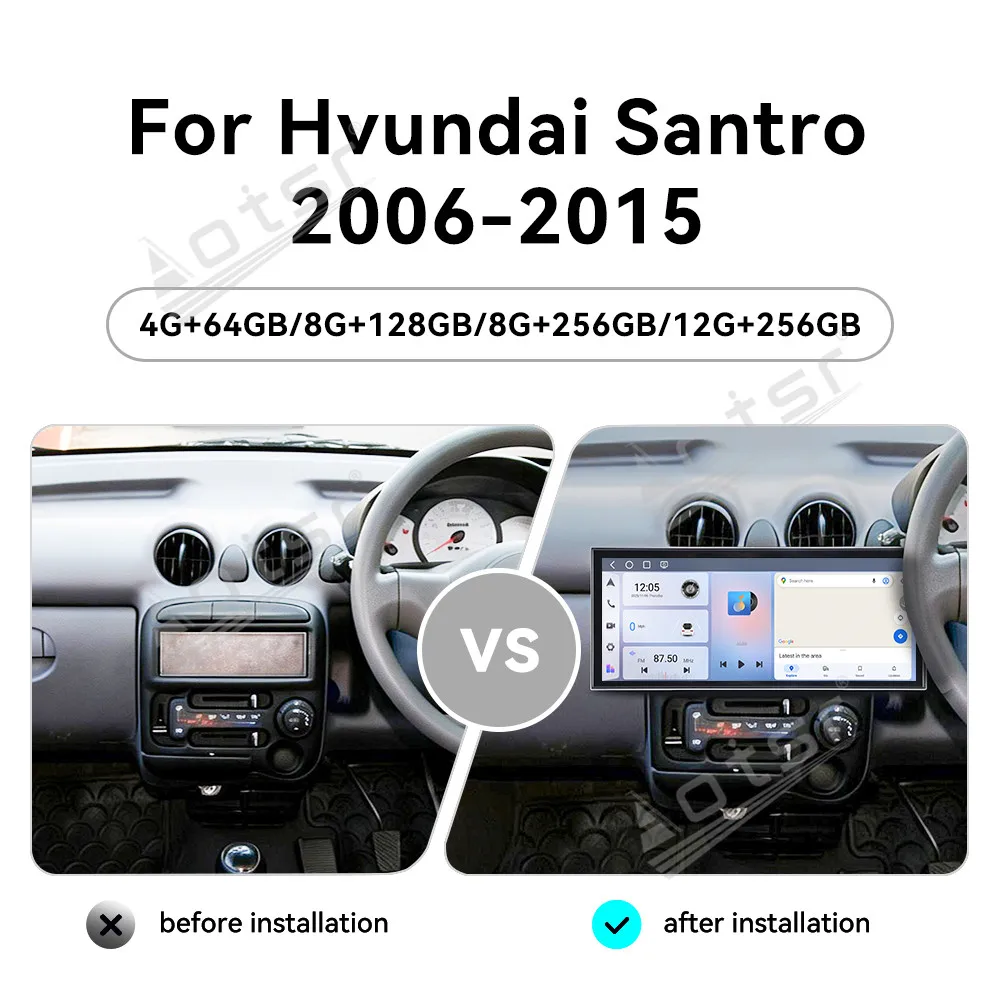 

For Hyundai Santro 2006-2015 Android 15 15.8 Inch Car Radio Car Multimedia Video Player GPS Navigation Carplay Unit DSP BT WIFI