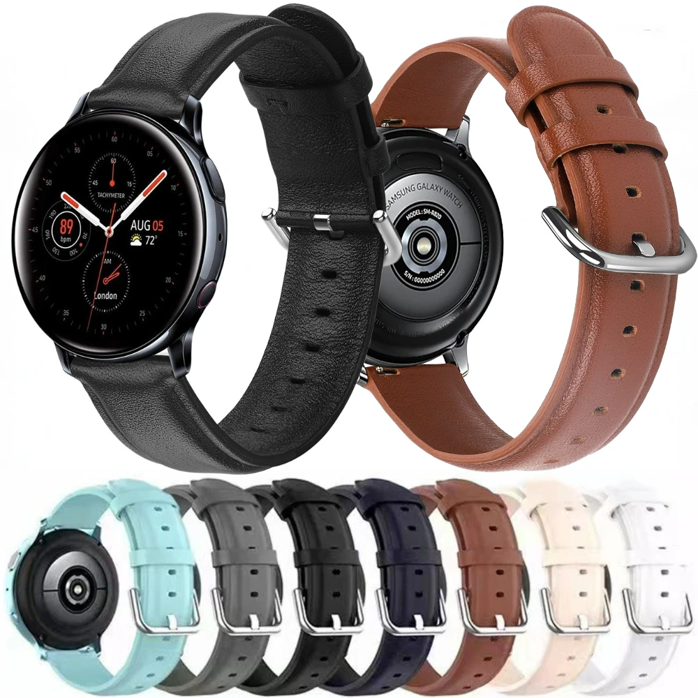 

Кожаный ремешок для Samsung Galaxy Watch 46 мм/3 45 мм/4/5/Active 2 44 40 мм, браслет для Huawei Watch GT2/Amazfit GTR, 22 мм 20 мм