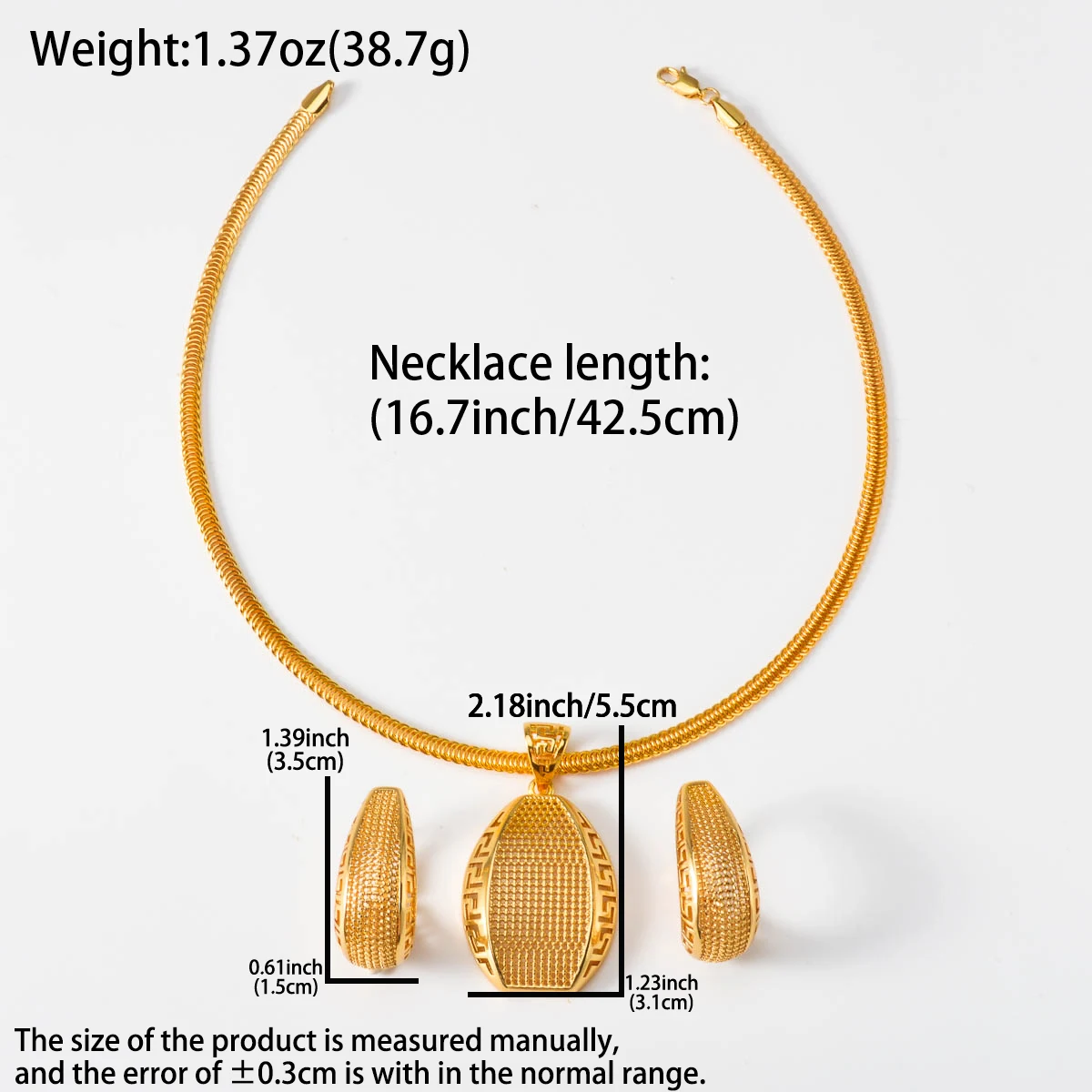 18K Gold Plated Women Jewelry Set 3 Styles Geometric Hollow Pendant Necklace Earring Dubai African Bridal Party Accessory Gift