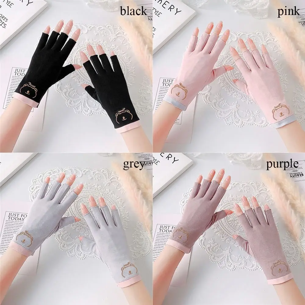 Thin Sun Protection Gloves Fashion Fingerless Elastic Sunscreen Gloves Short Cotton Gloves Women Girls