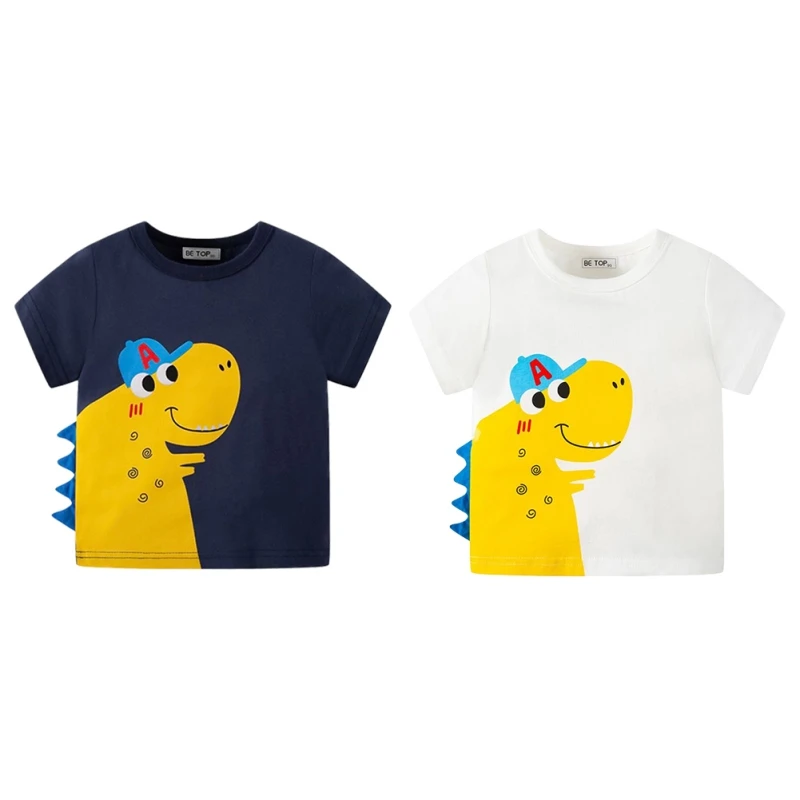 Camiseta de algodão de manga curta infantil, camisa de bebê, blusa infantil estampada para carro, casual, verão