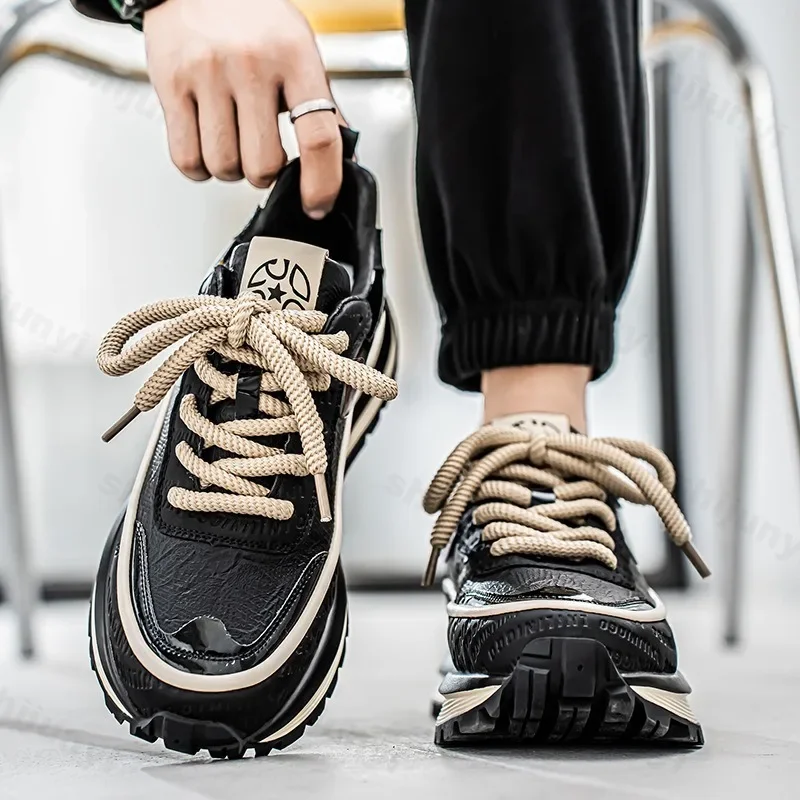 

Мужские кроссовки, весна-осень 2023, новые удобные модные повседневные туфли в стиле ретро, увеличивающие рост, Нескользящие уличные кроссовки на шнуровке