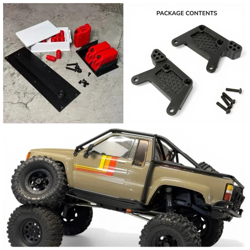 For Axial SCX10 III 1987 Toyota SR5 1/10 RC Crawler, Rear Shock Mount, Bed Fridge Fuel Tank Scale Accessories Simulation Upgrade