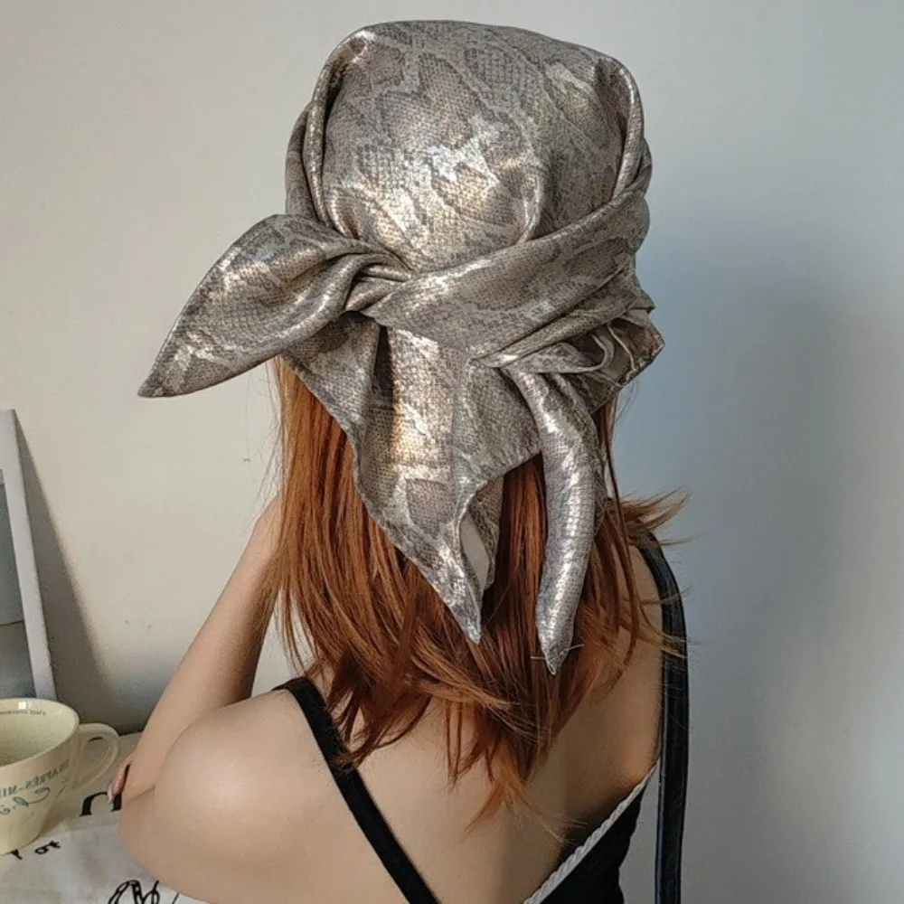 Headwear Y2K Snake Print Hair Scarf Soft Hip Hop Serpentine Hair Band Turban Square Snake Punk Bandana Streetwear