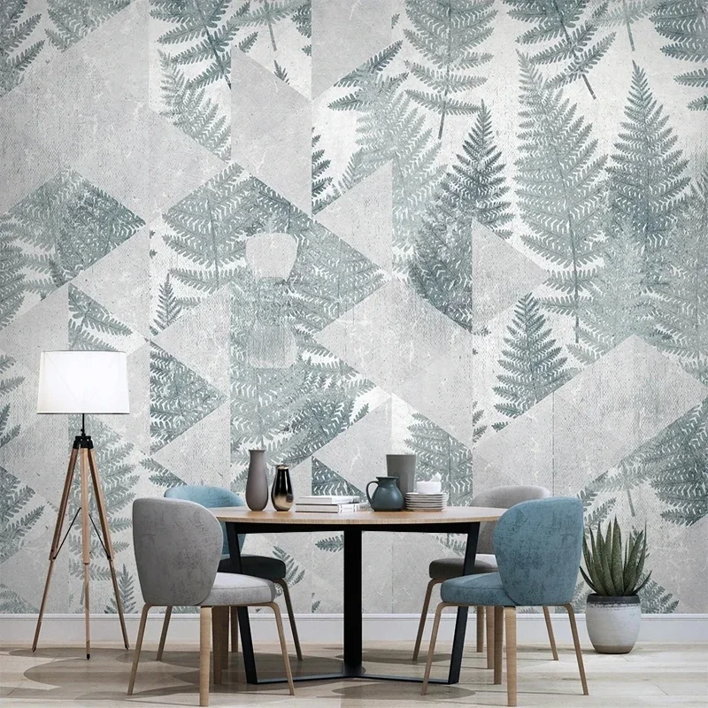 3D Wallpaper Nordic Style Tropical Plants Leaf Geometry Painting Mural Papers for Room Decor Bedroom Wall Cladding Improvements