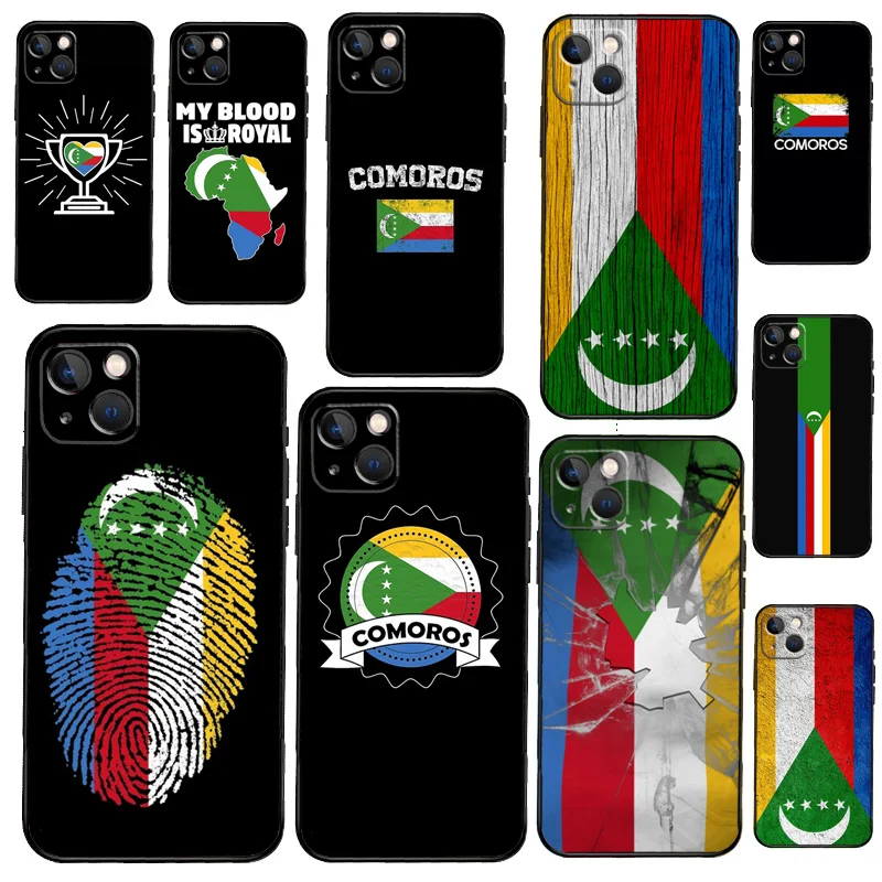 Comoros Flag For iPhone 14 12 13 Pro X XS XR 7 8 Plus 11 Pro Max SE2 Funda Coque Capa Full Cover