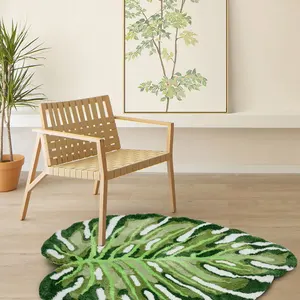 Plüsch tropischer Bereich Teppich für Wohnzimmer, niedlicher Badteppich, unregelmäßige Pflanze geschmücktes Teppichmonster 8 Hauptverkaufsmonstera Teppich - №1
