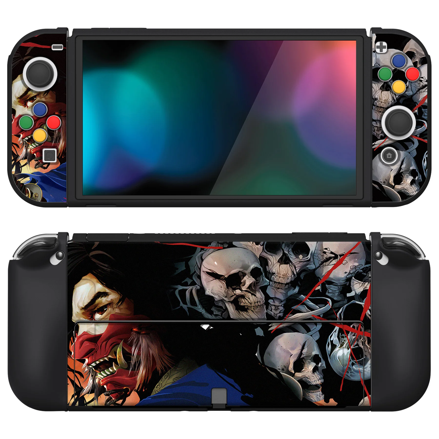 PlayVital ZealProtect Miękkie etui ochronne na Nintendo Switch OLED z uchwytami na kciuki - Clown Hahaha & Ghost of Samurai