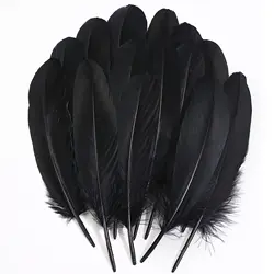 Black Craft Feathers Bulk 50/100Pcs 6-8 Inch Real Goose Feathers for DIY Halloween Decorations, Jewelry, Clothing Accessories