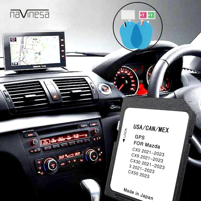 SD Card Navi Upgrade Kit USA/CAN/MEX for Mazda 3 CX-5 CX-9 CX-30 CX-50 Navigation 16GB Sat Nav with Anti Fog Reaview Stickers