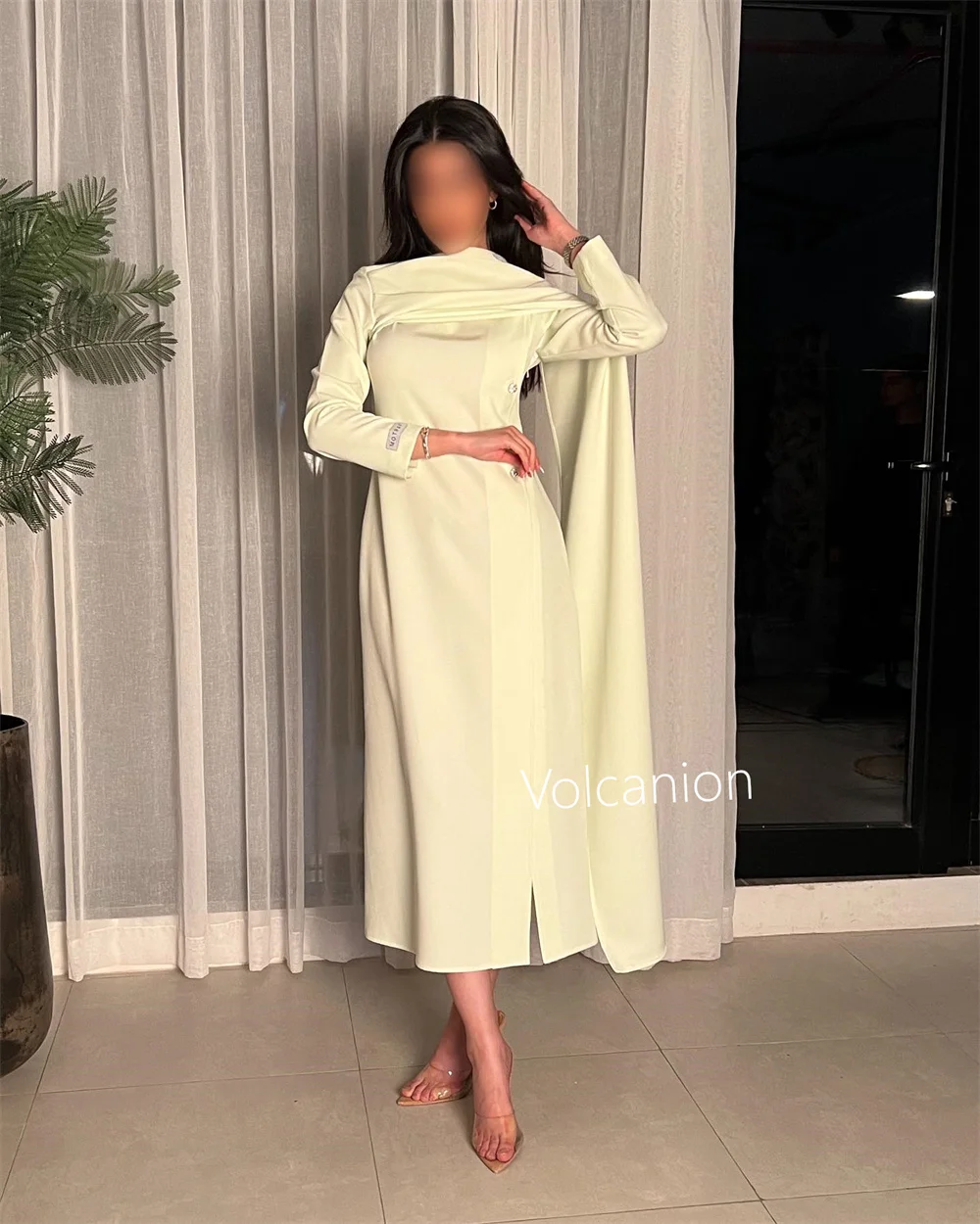 تخصيص جيرسي زر ألف خط Poretrait فساتين متوسطة الطول مناسبة مخصصة مساء مقاسات أنيقة بسيطة المتاحة