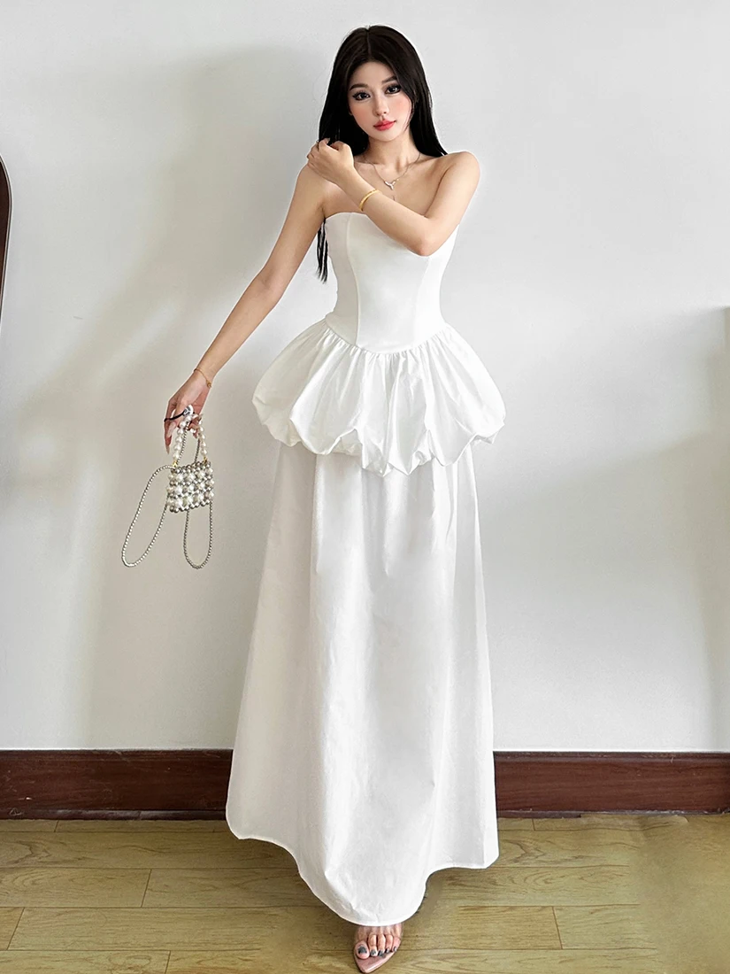 فستان سيسجولي الفاخر بتصميم الأميرات الكلاسيكي مع كشكشة وياقة هالتر، تنورة ساحرة بأسلوب إنس، طقم من قطعتين بخصر مجمع، فستان ط...