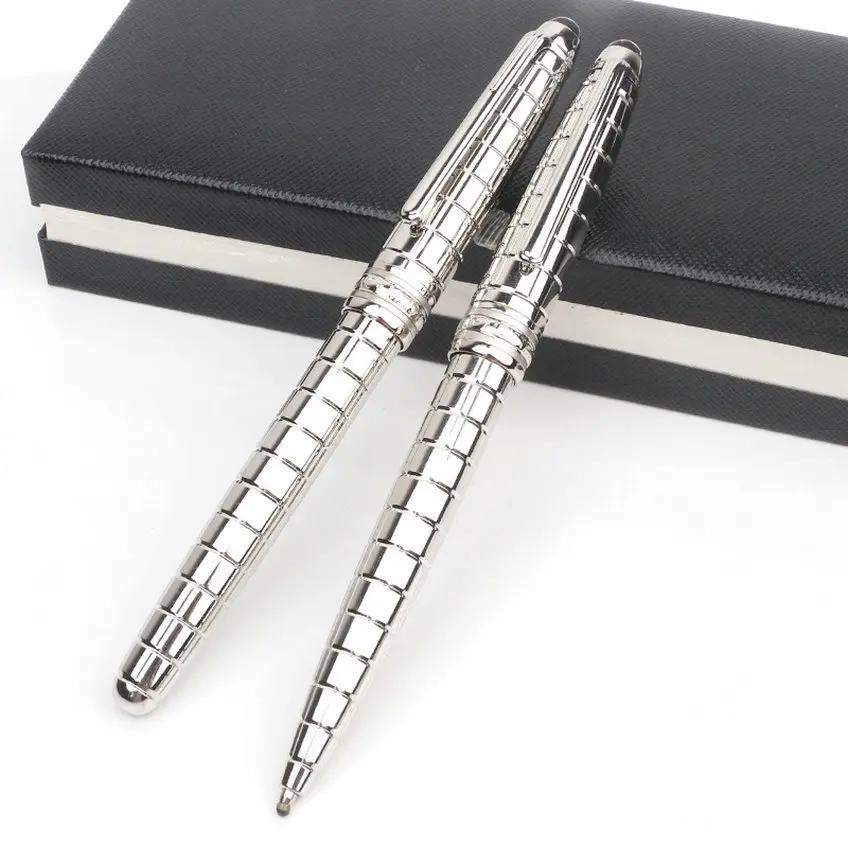 Business Mb 163 Ballpoint Pen Metal Silver Grid Roller Ball Pens Fountain Thank You Smooth Writing Office School Supplies