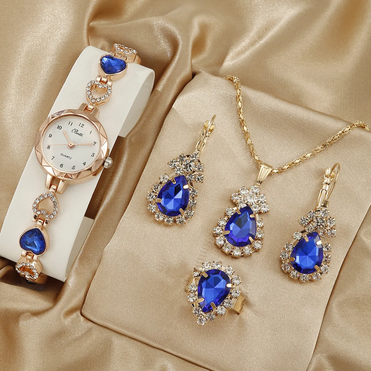 4PCS Set Woman Bracelet Watches New Fashion Luxury Ladies Stainless Steel Wrist Quartz Watch For Valentine's Day Birthday Gifts