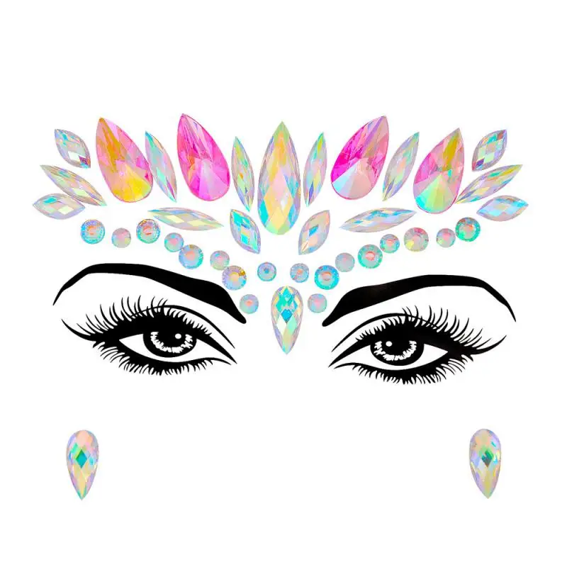 2/3/4SETS Eyebrow Decoration Fashionable Eye-catching Beautiful The Hottest 1 Sheet Popular Resin Drill Forehead Decoration