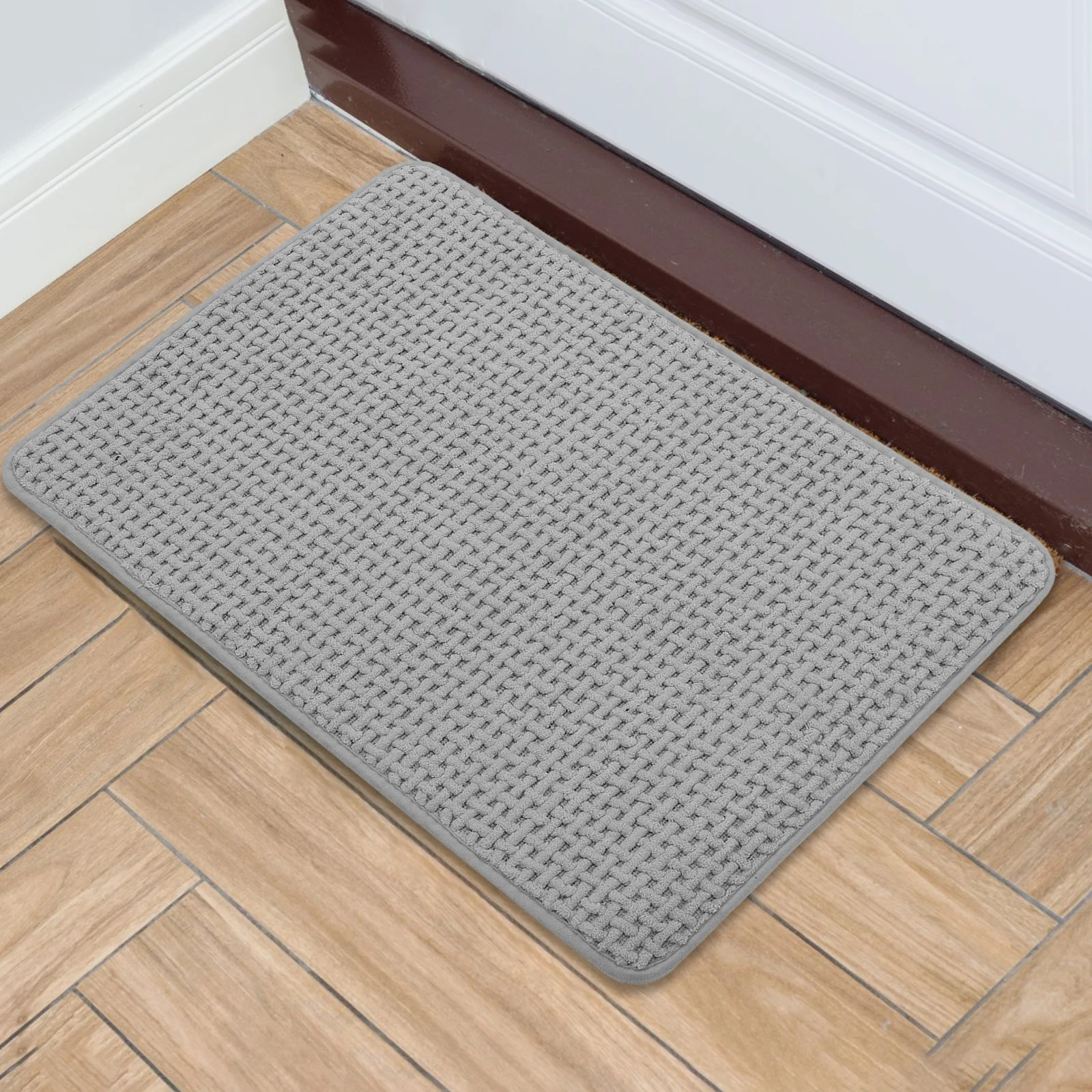 

Thicken Bath Mat Non Slip Bathroom Floor Rug Absorbent Washable Decorative Household Ground Mat for Entryway Kitchen Bedroom