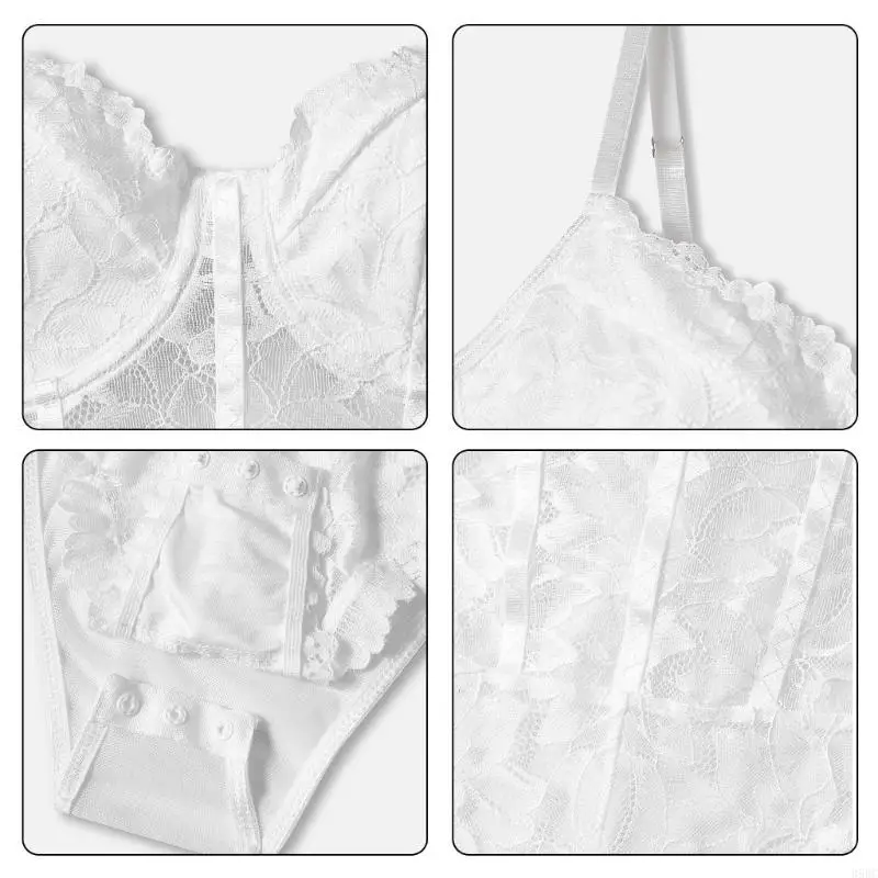 39BC Bequemer Spitzen-Dessous-Netz-Body mit Spitzendesigns, modische Spitzen-Strampleroberteile, geeignet für modische Frauen