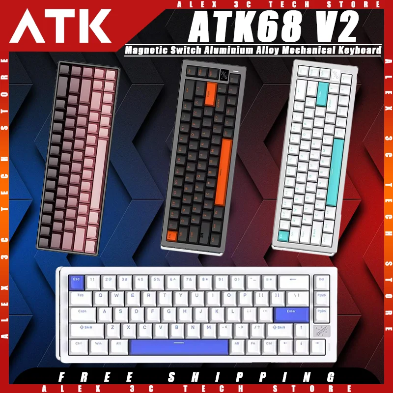 

ATK68 V2 Pro Механическая клавиатура из алюминиевого сплава Проводной магнитный переключатель Прокладка Структура Индивидуальная игровая клавиатура Аксессуар для ПК