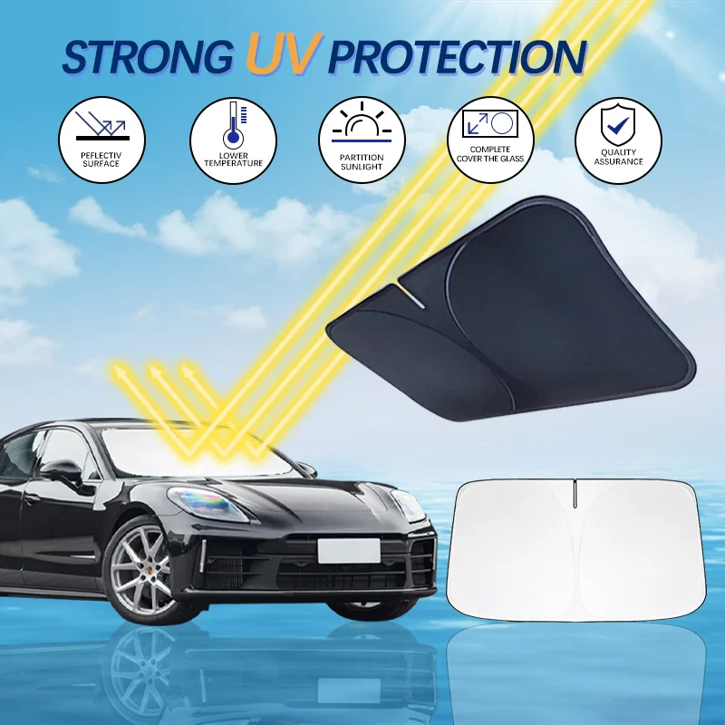 

Foldable Car Sun Visor For Porsche Panamera Front Windshield Sunshade Heat Insulation Summer Cooling Auto Accessories