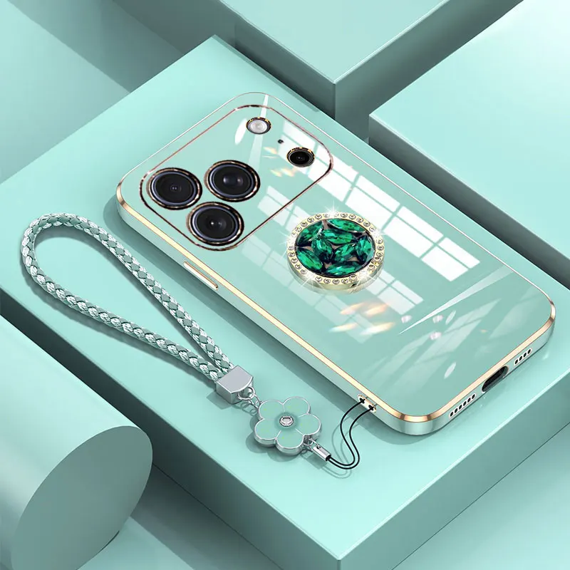 حافظة آيفون 17 برو فاخرة مع حامل، حافظة حلقية ماسية لهاتف آيفون 17 برو ماكس حافظة مضادة للصدمات آيفون 17 مع حبل قصير #4