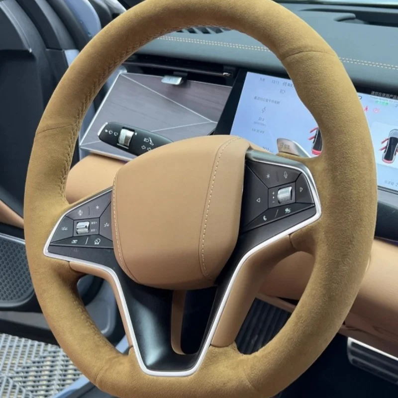 

Customize Non-Slip And Comfortable Suede Leather Car Steering Wheel Cover L DM-i EV DM-p Steering Wrap Cover For BYD Han