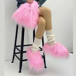 Hot Imitation Beach Wool Slippers Spring And Autumn Women Fuzzy Non-slip Home Slippers Women Shoes Cute Slung Fully Bag Sets