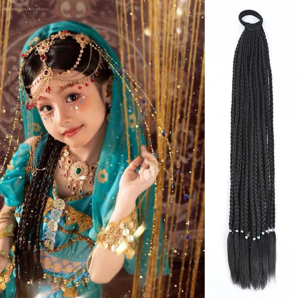 

Детский хип-хоп грязный синтетический парик с наращиванием хвоста, 60 см, принцесса, сладкий, крутой, горячая девушка, боксерский парик с косами