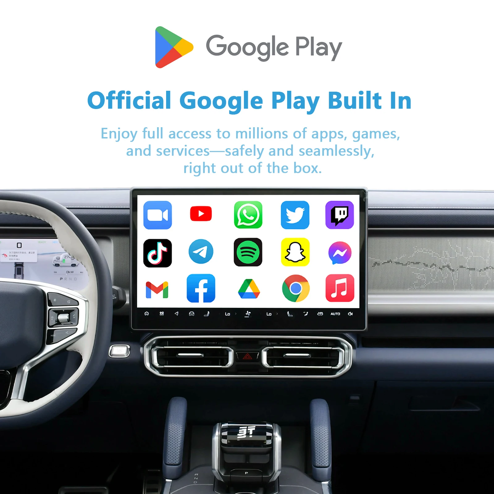 Interfaccia Android per JETOUR T2 T1 Traveller, integrata nel Google Play, multilingue, CarPlay e Android Auto e 4G, Youtube e Netflix