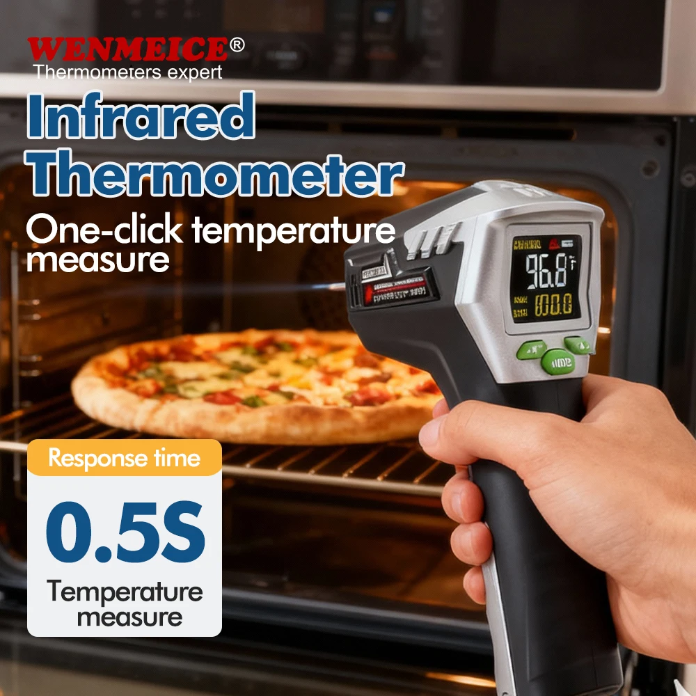 

WENMEICE Non-Contact Infrared Thermometer Handheld Laser Temperature Gun for Oven Baking BBQ Meat Frying Cooking Thermometer