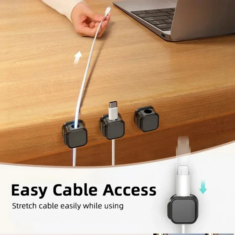 1/3/6/12PCS Magnetic Cable Clips Cable Adjustable Cord Holder Under Desk Cable Management Wire Keeper Cords Organizer Holder