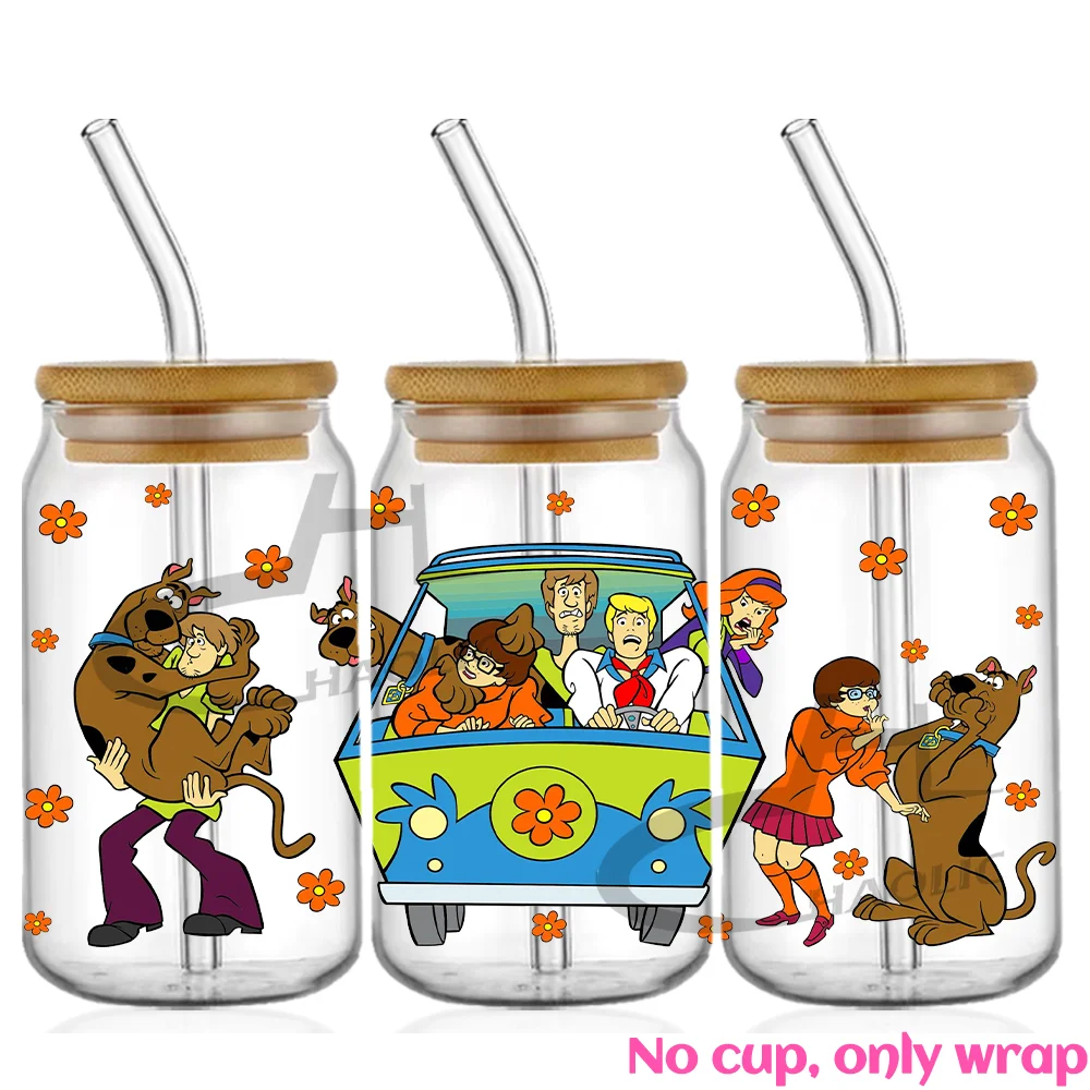 80s Vintage Cartoon UV DTF 16oz Cup Wrap Libbey Glass Plastic Can Wraps Selfadhesive Sticker Ready to Ship Cup Not Included